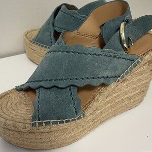 Marc Fisher Espadrille Wedge, Blue Suede